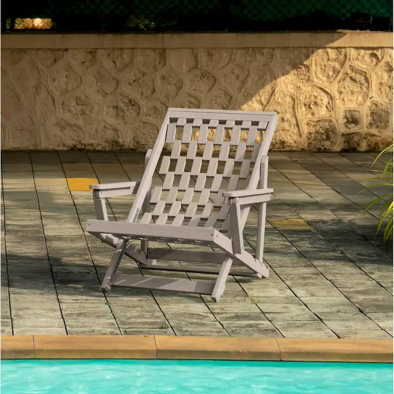 Aspen Fully Assembled All-Weather Outdoor Folding Lounge Chair and Table Set - 3-piece