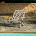 Aspen Fully Assembled All-Weather Outdoor Folding Lounge Chair and Table Set - 3-piece