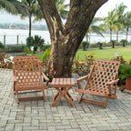 Aspen Fully Assembled All-Weather Outdoor Folding Lounge Chair and Table Set - 3-piece