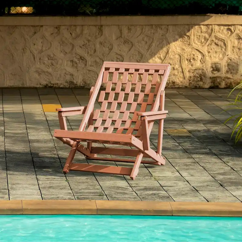 Aspen Fully Assembled All-Weather Outdoor Folding Lounge Chair and Table Set - 3-piece