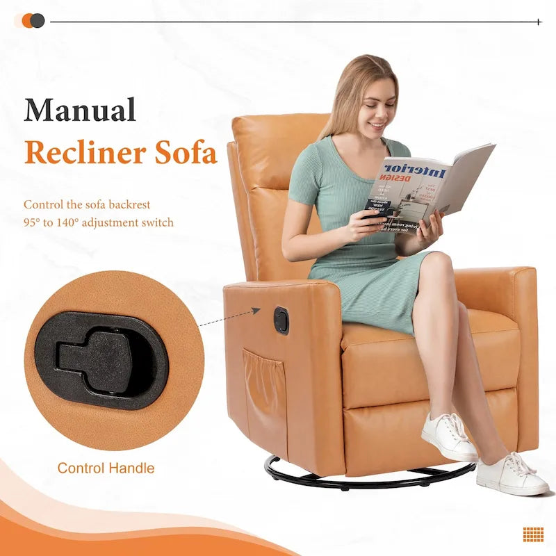 Manual Recliner Chair with Swivel & Glide
