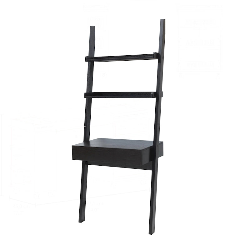 Modern Home Office Desk with Ladder Bookcase and Functional Storage