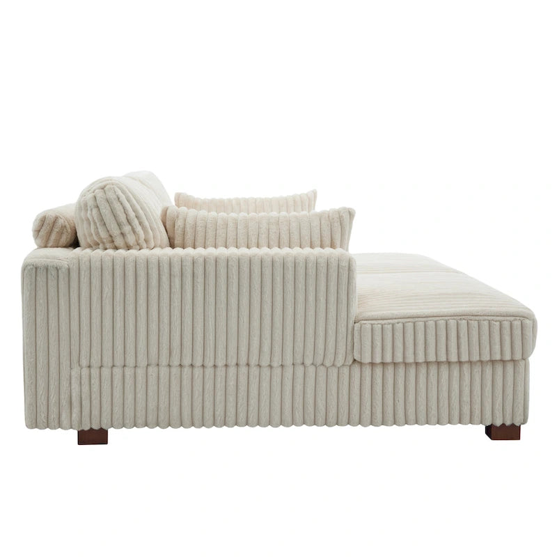 Sophia 84 W Plush Corduroy Chaise Lounge Modular Sectional Sofa