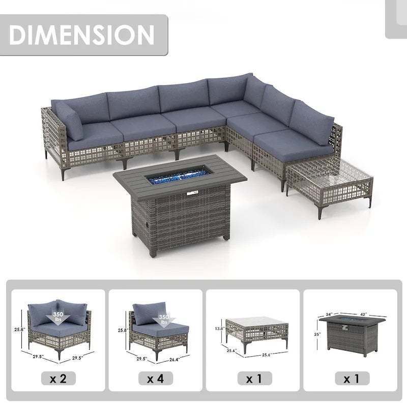 6 - Person Outdoor Sectional Seating Group with Fire Pit