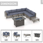 6 - Person Outdoor Sectional Seating Group with Fire Pit