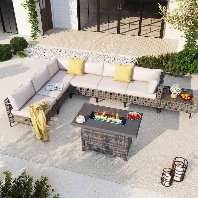 6 - Person Outdoor Sectional Seating Group with Fire Pit
