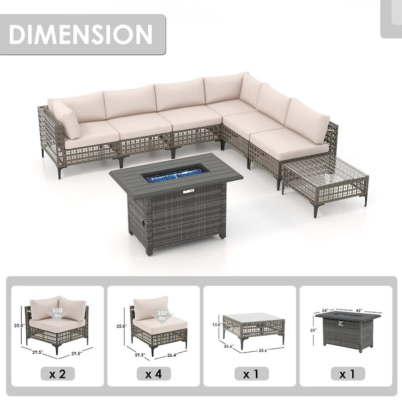6 - Person Outdoor Sectional Seating Group with Fire Pit