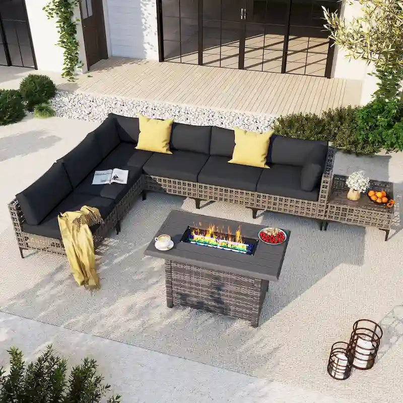 6 - Person Outdoor Sectional Seating Group with Fire Pit
