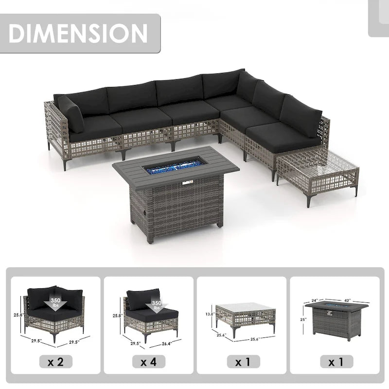 6 - Person Outdoor Sectional Seating Group with Fire Pit