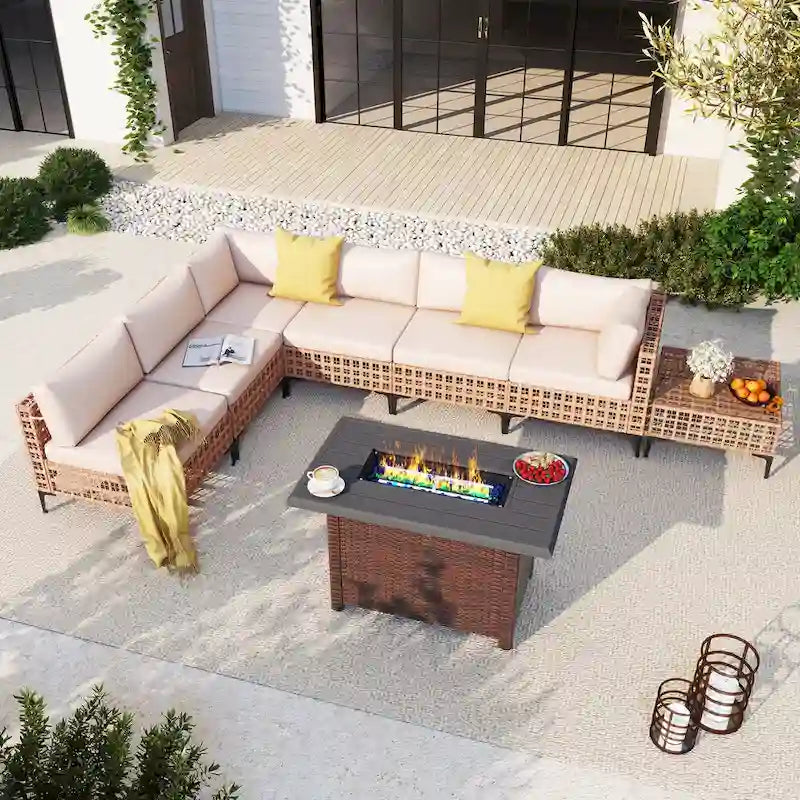 6 - Person Outdoor Sectional Seating Group with Fire Pit
