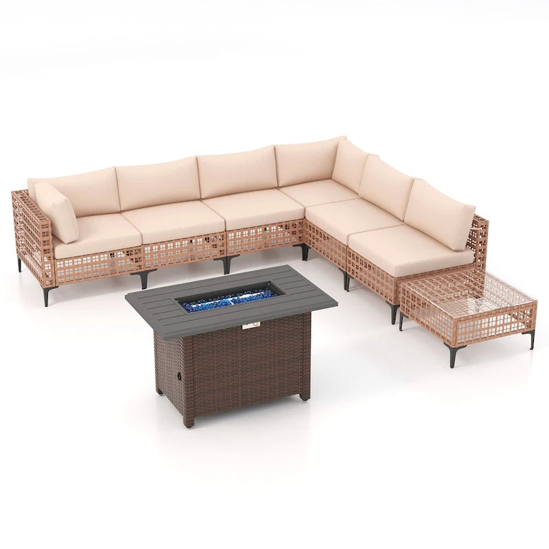 6 - Person Outdoor Sectional Seating Group with Fire Pit