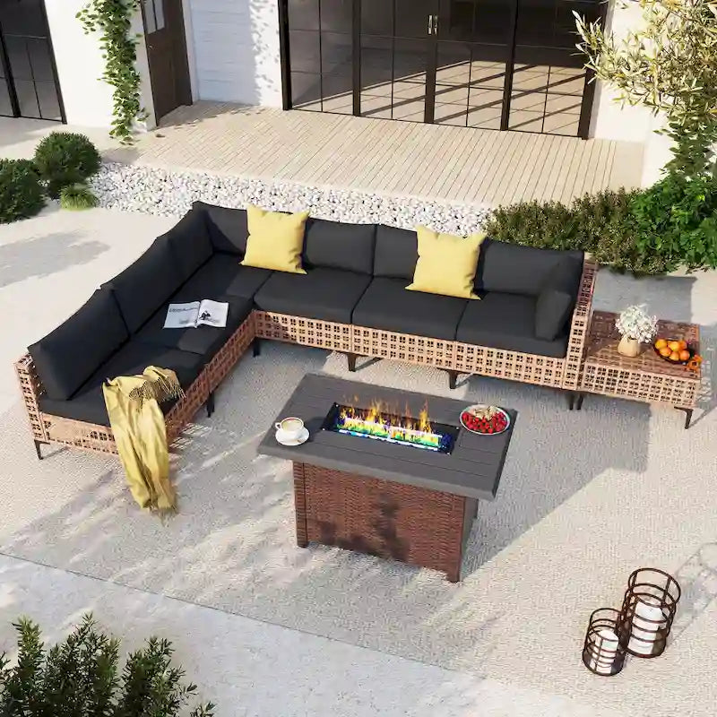 6 - Person Outdoor Sectional Seating Group with Fire Pit