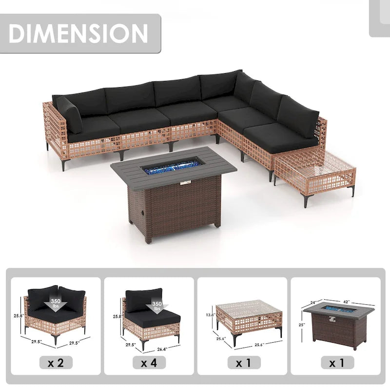 6 - Person Outdoor Sectional Seating Group with Fire Pit