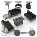 6 - Person Outdoor Sectional Seating Group with Fire Pit