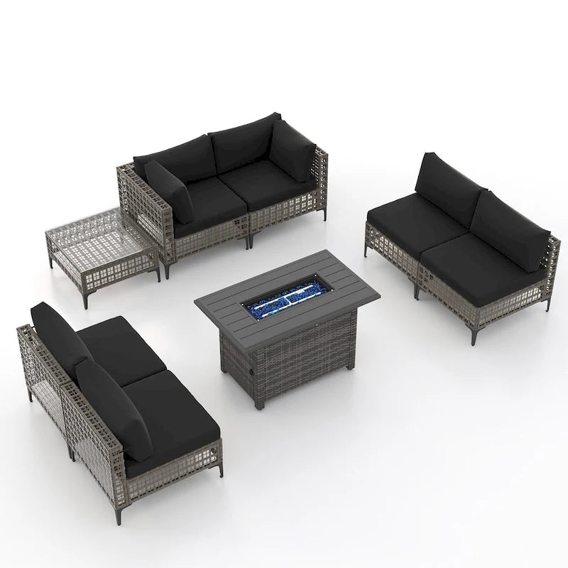 6 - Person Outdoor Sectional Seating Group with Fire Pit