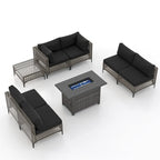 6 - Person Outdoor Sectional Seating Group with Fire Pit