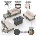 6 - Person Outdoor Sectional Seating Group with Fire Pit