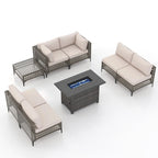 6 - Person Outdoor Sectional Seating Group with Fire Pit