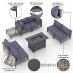 6 - Person Outdoor Sectional Seating Group with Fire Pit