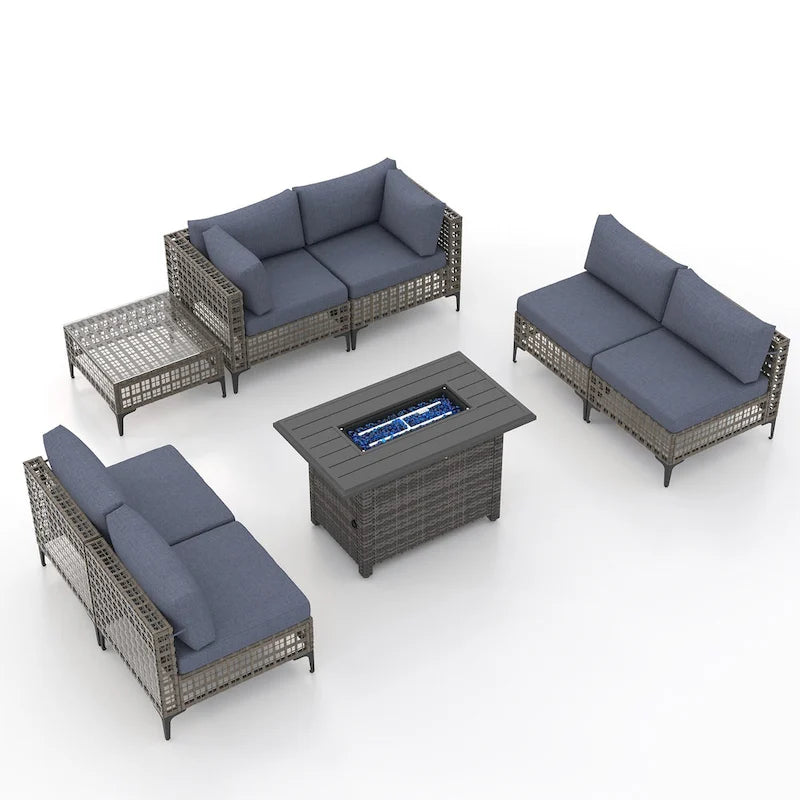 6 - Person Outdoor Sectional Seating Group with Fire Pit