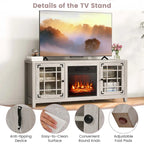 Costway 58 Inches Fireplace TV Stand for TVs up to 65 Inches with - 58 x 16 x 25