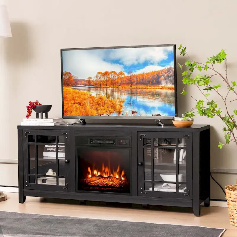 Costway 58 Inches Fireplace TV Stand for TVs up to 65 Inches with - 58 x 16 x 25