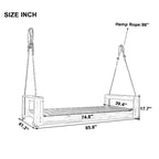 Twin Size Porch Swing Bed Patio Acacia Wood Swing Frame with Hemp Ropes