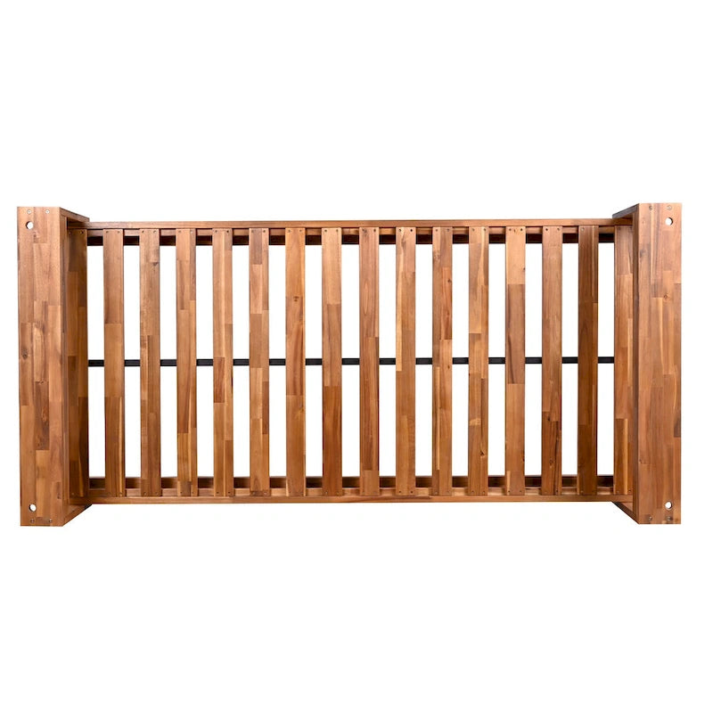 Twin Size Porch Swing Bed Patio Acacia Wood Swing Frame with Hemp Ropes
