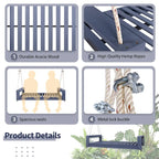 Twin Size Porch Swing Bed Patio Acacia Wood Swing Frame with Hemp Ropes