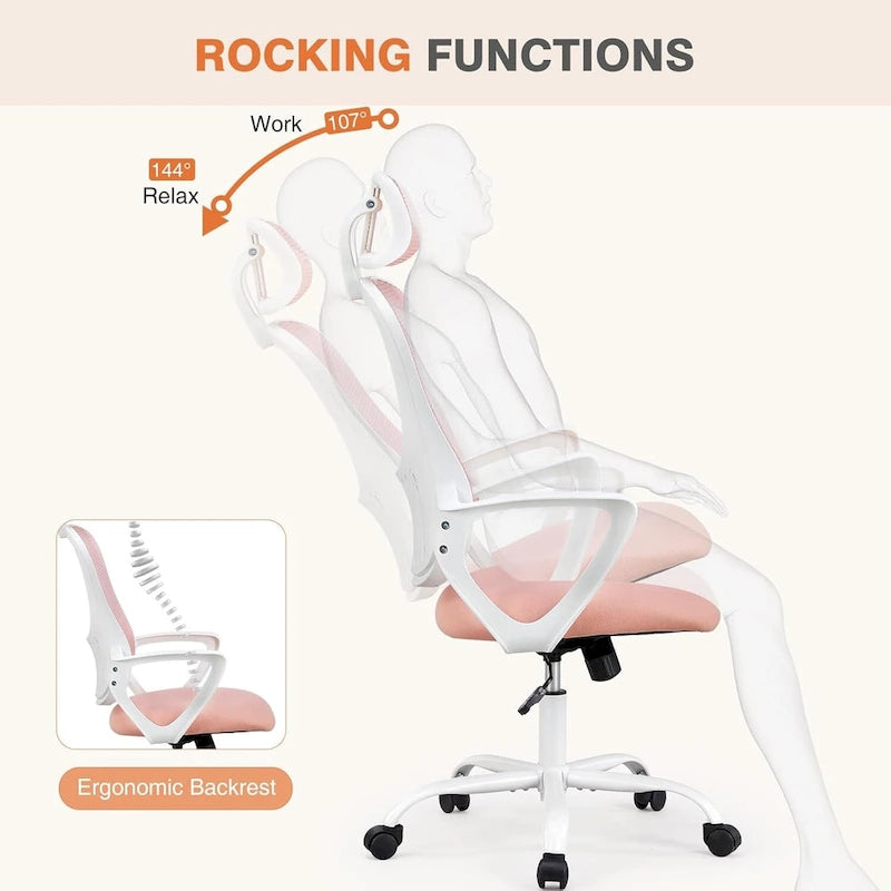Office Computer Desk Chair, Ergonomic High-Back Mesh Rolling Work Chairs with Wheels &Adjustable Headrests, Comfy Flip-up Arms