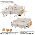 Modern Sleeper Sofa Bed, Couch Bed with Bookshelves & Charging Port