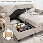 Modern Sleeper Sofa Bed, Couch Bed with Bookshelves & Charging Port
