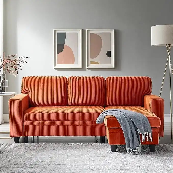 Modern Sleeper Sofa Bed, Couch Bed with Bookshelves & Charging Port