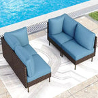 MAISON ARTS 8-Piece Outdoor Sectional Sofa Set Wicker Conversation Set with Thick Cushion and 2 Round Table