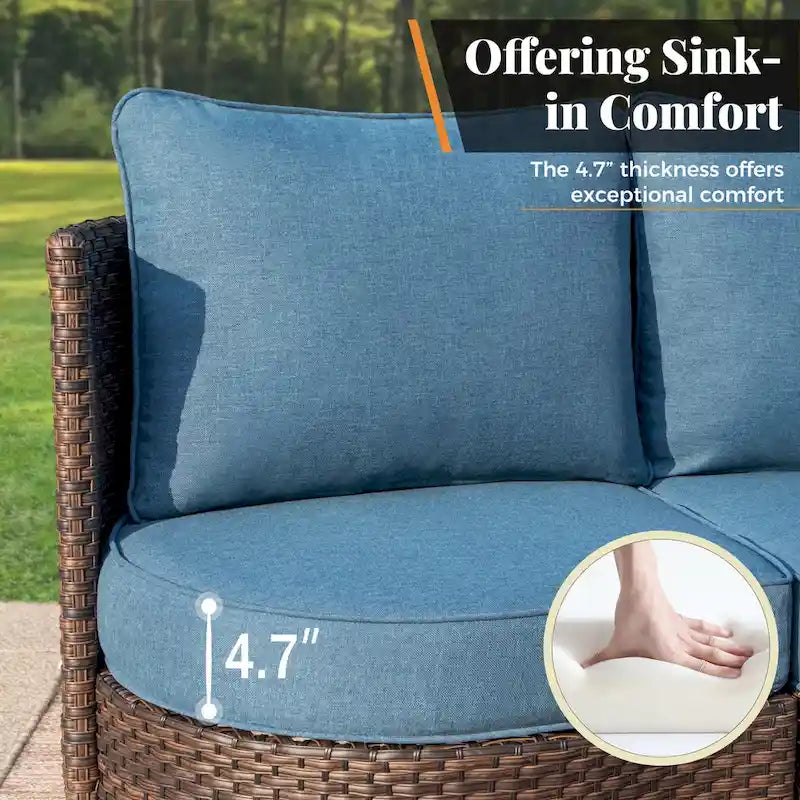 MAISON ARTS 8-Piece Outdoor Sectional Sofa Set Wicker Conversation Set with Thick Cushion and 2 Round Table