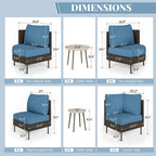 MAISON ARTS 8-Piece Outdoor Sectional Sofa Set Wicker Conversation Set with Thick Cushion and 2 Round Table