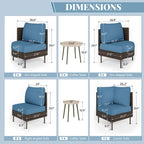 MAISON ARTS 8-Piece Outdoor Sectional Sofa Set Wicker Conversation Set with Thick Cushion and 2 Round Table