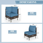 MAISON ARTS 8-Piece Outdoor Sectional Sofa Set Wicker Conversation Set with Thick Cushion and 2 Round Table