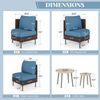 MAISON ARTS 8-Piece Outdoor Sectional Sofa Set Wicker Conversation Set with Thick Cushion and 2 Round Table