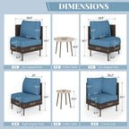 MAISON ARTS 8-Piece Outdoor Sectional Sofa Set Wicker Conversation Set with Thick Cushion and 2 Round Table