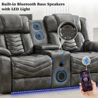 Power Recliner Sofa Set 6-Seater with Zero Gravity,Bass Speaker,Wireless Charger,USB/Type-C Ports,LED Lights,Cup Holders,Gray