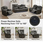 Power Recliner Sofa Set 6-Seater with Zero Gravity,Bass Speaker,Wireless Charger,USB/Type-C Ports,LED Lights,Cup Holders,Gray