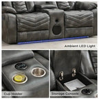 Power Recliner Sofa Set 6-Seater with Zero Gravity,Bass Speaker,Wireless Charger,USB/Type-C Ports,LED Lights,Cup Holders,Gray