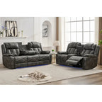 Power Recliner Sofa Set 6-Seater with Zero Gravity,Bass Speaker,Wireless Charger,USB/Type-C Ports,LED Lights,Cup Holders,Gray