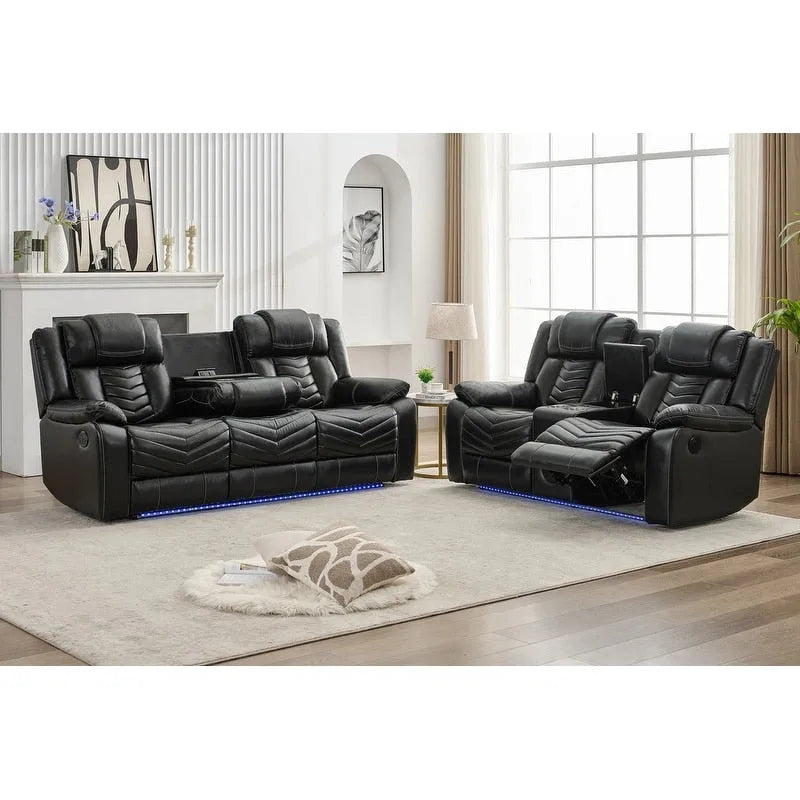 Power Recliner Sofa Set 6-Seater with Zero Gravity,Bass Speaker,Wireless Charger,USB/Type-C Ports,LED Lights,Cup Holders,Gray