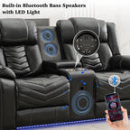 Power Recliner Sofa Set 6-Seater with Zero Gravity,Bass Speaker,Wireless Charger,USB/Type-C Ports,LED Lights,Cup Holders,Gray