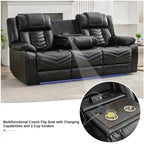 Power Recliner Sofa Set 6-Seater with Zero Gravity,Bass Speaker,Wireless Charger,USB/Type-C Ports,LED Lights,Cup Holders,Gray