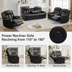 Power Recliner Sofa Set 6-Seater with Zero Gravity,Bass Speaker,Wireless Charger,USB/Type-C Ports,LED Lights,Cup Holders,Gray