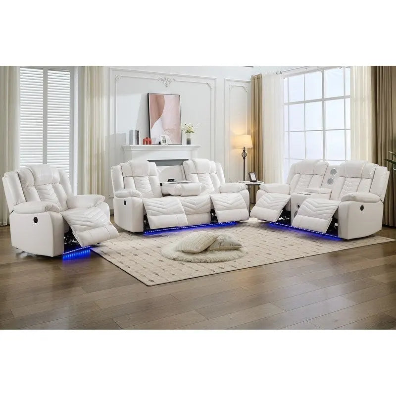 Power Recliner Sofa Set 6-Seater with Zero Gravity,Bass Speaker,Wireless Charger,USB/Type-C Ports,LED Lights,Cup Holders,Gray