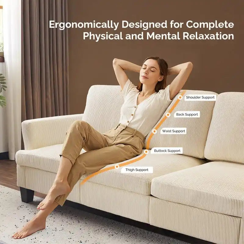 83.5 Upholstered Square Arm Suede Sofa